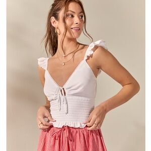 Francesca's Collections White Ruffle Tank Top